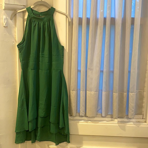 Kelly Green High Neck Open Back Tiered Mini Dress - Picture 9 of 16